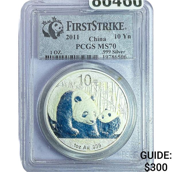 2011 10Yn China Panda 1oz PCGS MS70