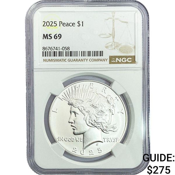 2025 Silver Peace Dollar NGC MS69