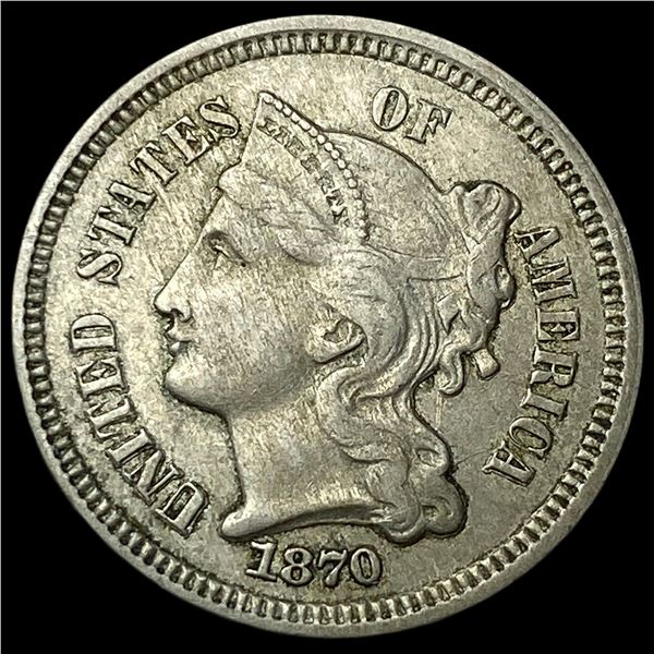 1870 Nickel Three-Cent Piece CLOSELY  UNCIRCULATED