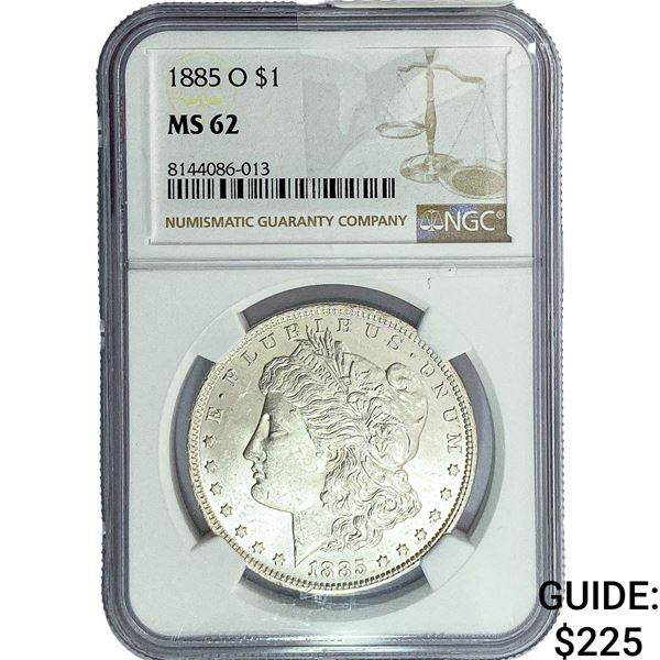 1885-O Morgan Silver Dollar NGC MS62