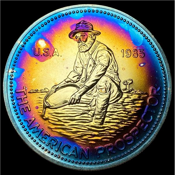 1985 Toned Engelhard 1oz Silver Round SUPERB  GEM BU