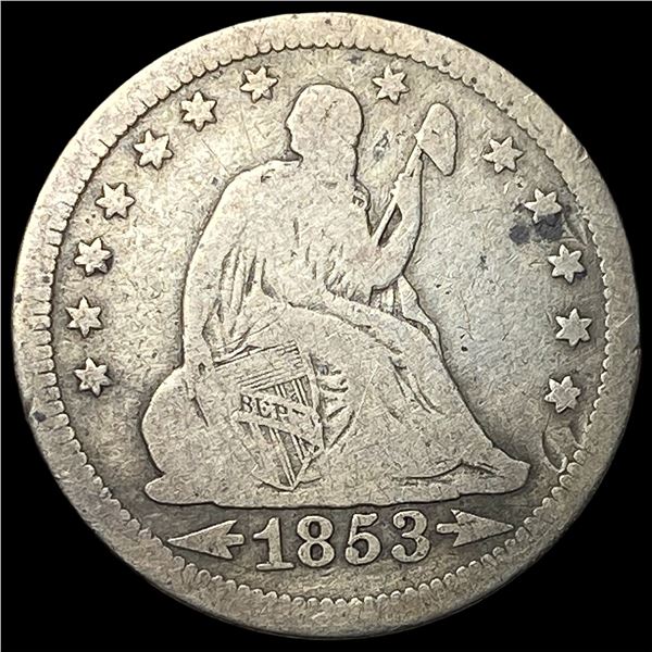 1853 Arrows/Rays Seated Liberty Quarter  NICELY CIRCULATED