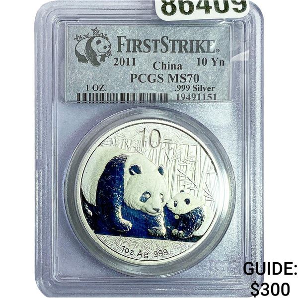 2011 10Yn  China Panda 1oz PCGS MS70