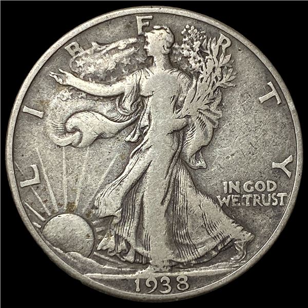 1938-D Silver Walking Liberty Half Dollar  LIGHTLY CIRCULATED
