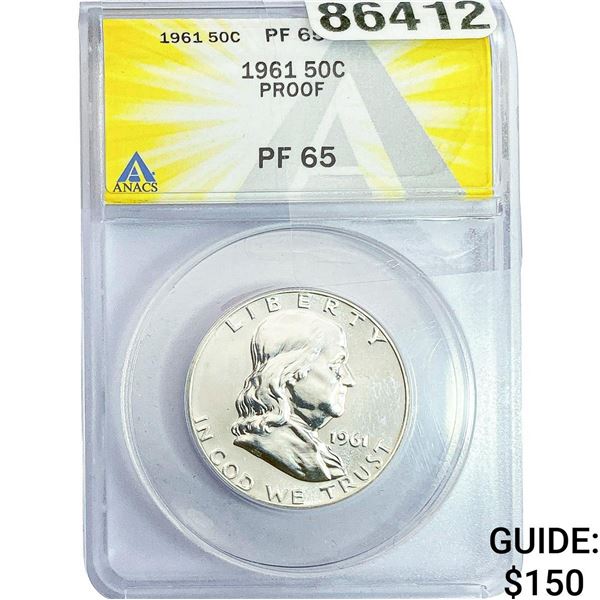 1961 Franklin Half Dollar ANACS PF65