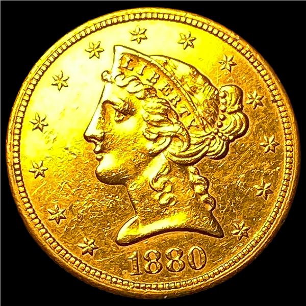 1880-S Gold $5 Liberty Head Half Eagle  UNCIRCULATED