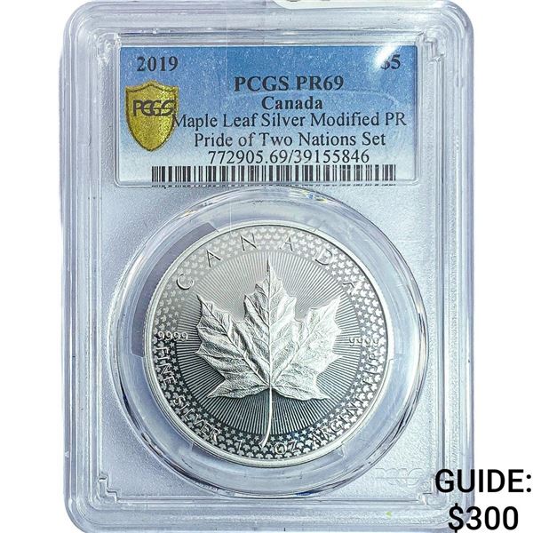 2019 $5 Sliver Canadian Maple Leaf PCGS PR69