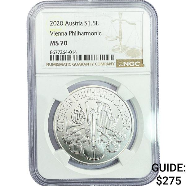 2020 1.5 Euro Sliver Viena Philharmonic NGC  MS70