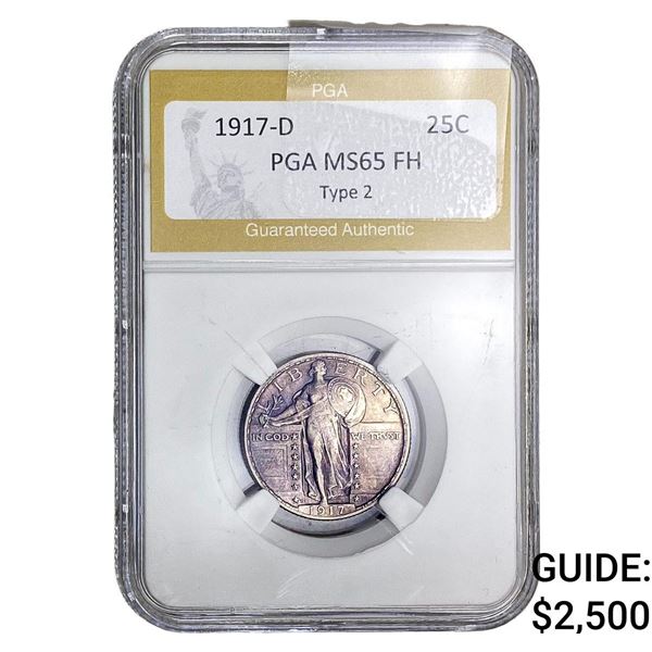 1917-D Standing Liberty Quarter PGA MS65 FH  Type 2