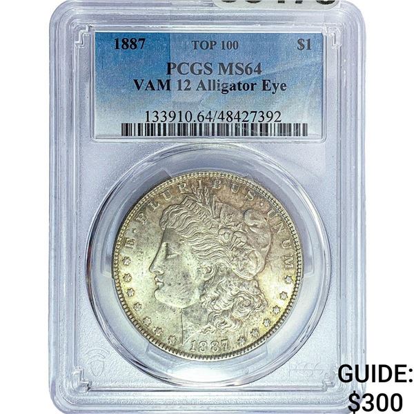 1887 Morgan Silver Dollar PCGS MS64 VAM 12  Alligator Eye