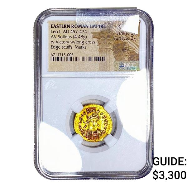 Eastern Roman Leo I AD 457-474 Gold Solidus  4.48G NGC ChVF