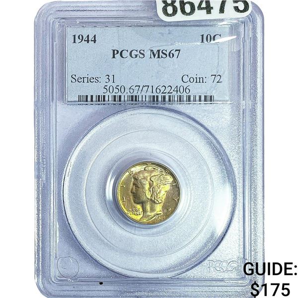 1944 Mercury Silver Dime PCGS MS67