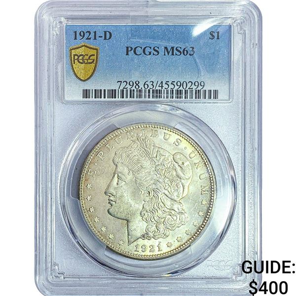 1921-D Morgan Silver Dollar PCGS MS63