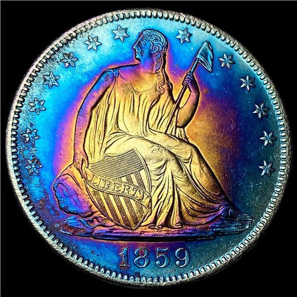 1859-O Toned Silver Half Dollar CLOSELY  UNCIRCULATED