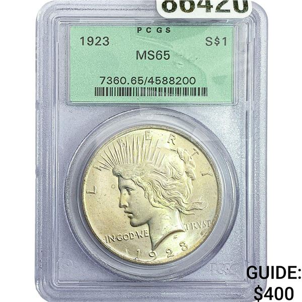 1923 Silver Peace Dollar PCGS MS65