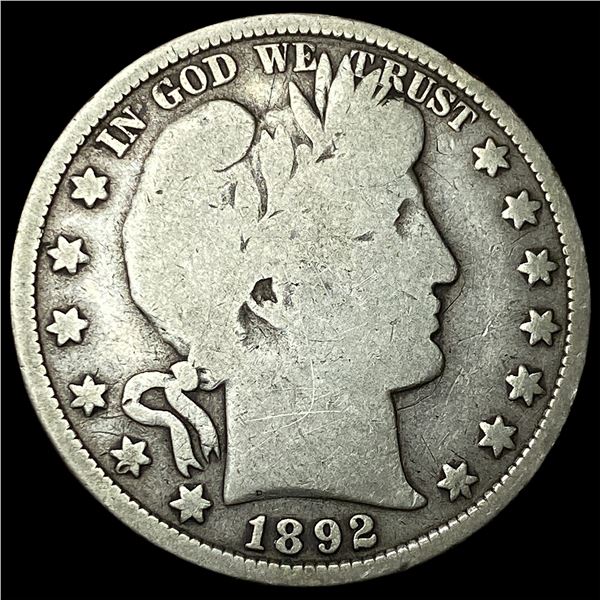 1892 Silver Barber Half Dollar NICELY  CIRCULATED
