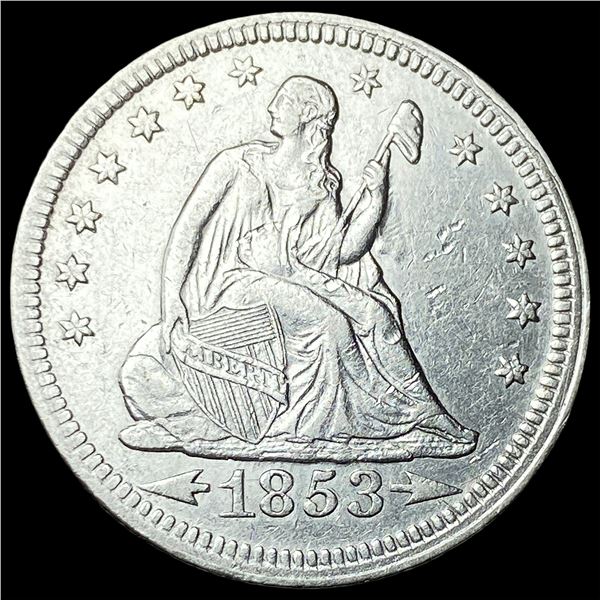1853 Arrows/Rays Seated Liberty Quarter  UNCIRCULATED