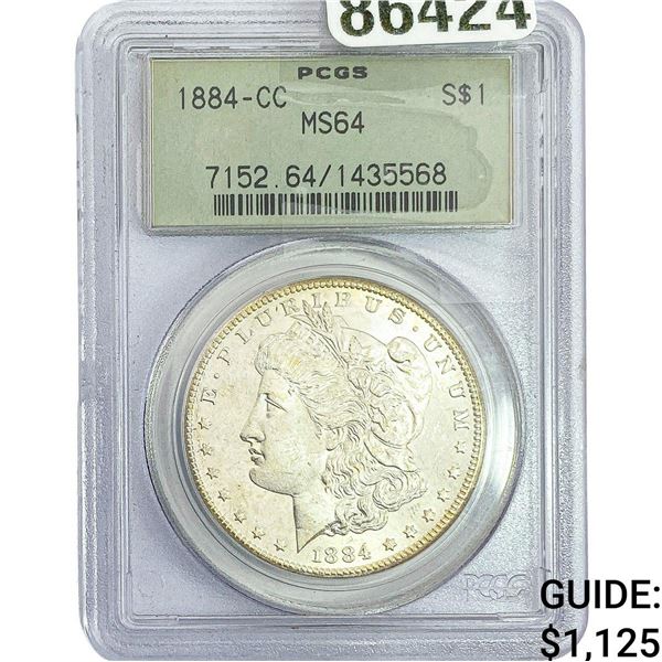 1884-CC Morgan Silver Dollar PCGS MS64