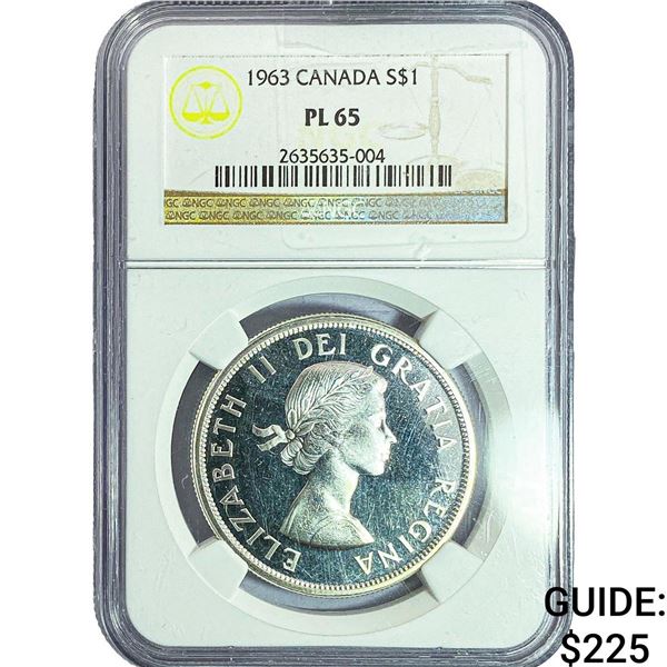 1963 $1 Sliver Canada NGC PL65