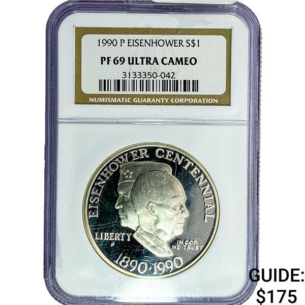 1990 $1 Sliver Eisenhower NGC PF69 Ultra  Cameo