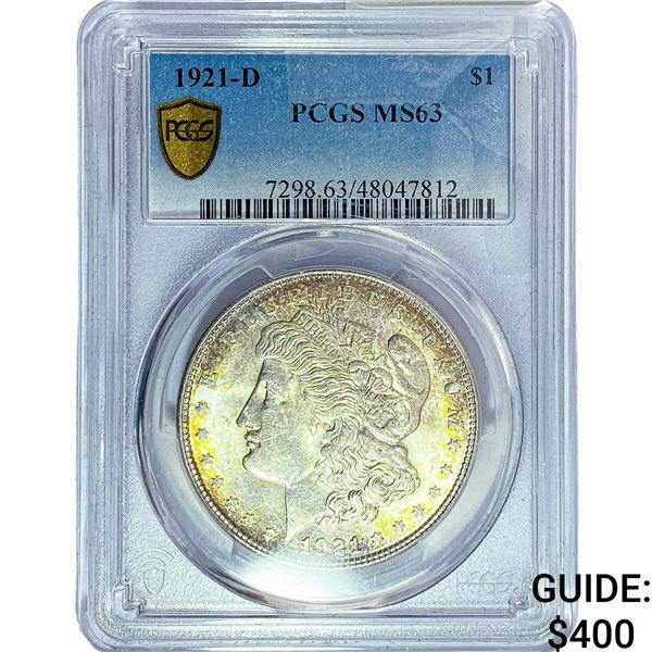 1921-D Morgan Silver Dollar PCGS MS63