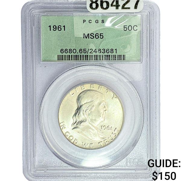 1961 Franklin Half Dollar PCGS MS65