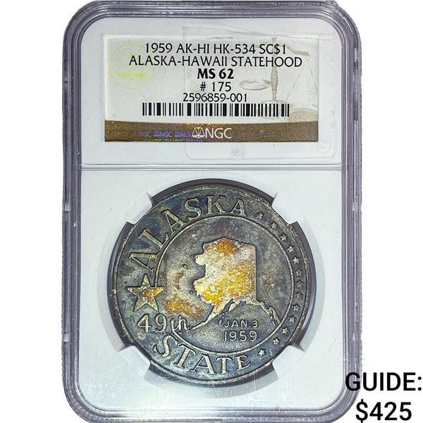 1959 AK-HI-HK-534 SC$1 ALASKA-HAWAII NGC MS62
