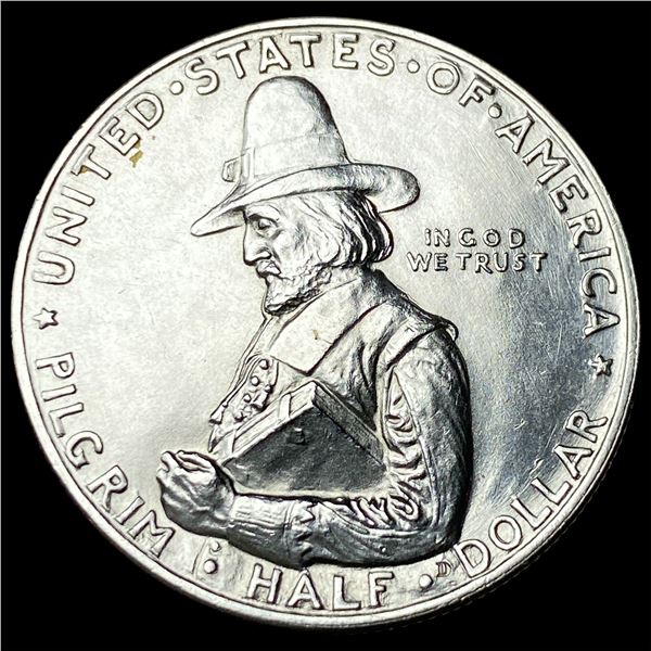 1920 Silver Pilgrim Half Dollar ABOUT  UNCIRCULATED