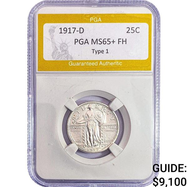 1917-D Standing Liberty Quarter PGA MS65+ FH  Type 1