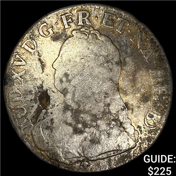 Colonial France Silver Ecu NEARLY  UNCIRCULATED