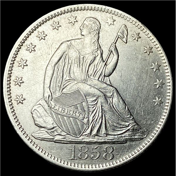 1858-O Silver Seated Liberty Half Dollar  CLOSELY UNCIRCULATED