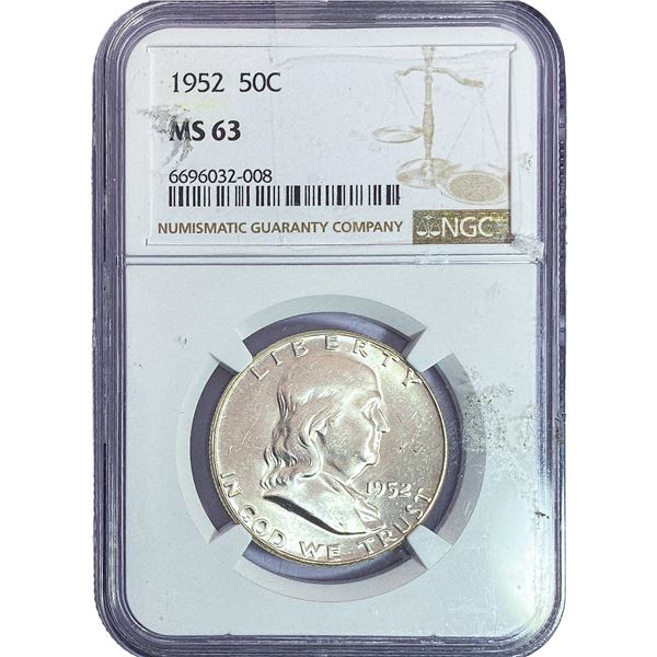 1952 Franklin Half Dollar NGC MS63