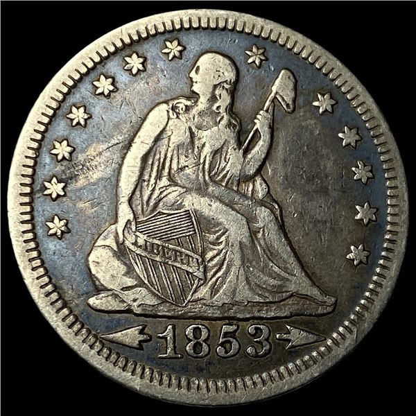 1853 Arrows/Rays Seated Liberty Quarter  NEARLY UNCIRCULATED