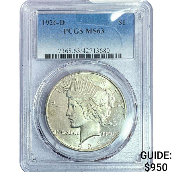 1926-D Silver Peace Dollar PCGS MS63