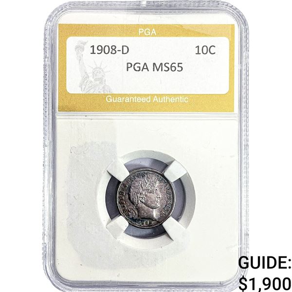 1908-D Barber Dime PGA MS65