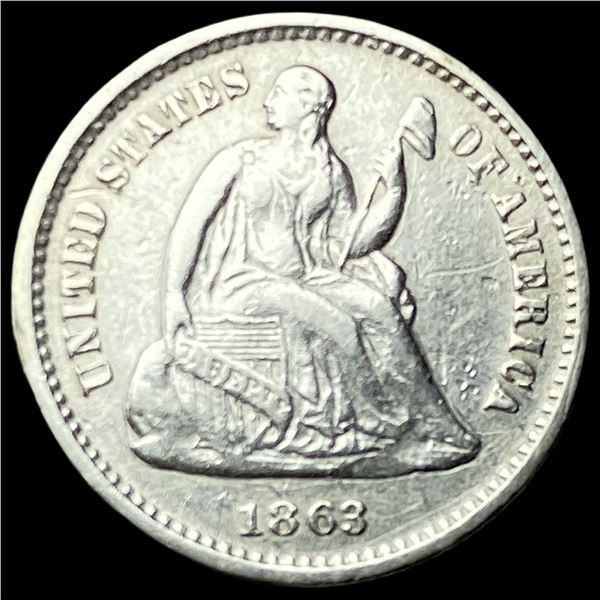 1863-S Silver Seated Liberty Half Dime  CLOSELY UNCIRCULATED