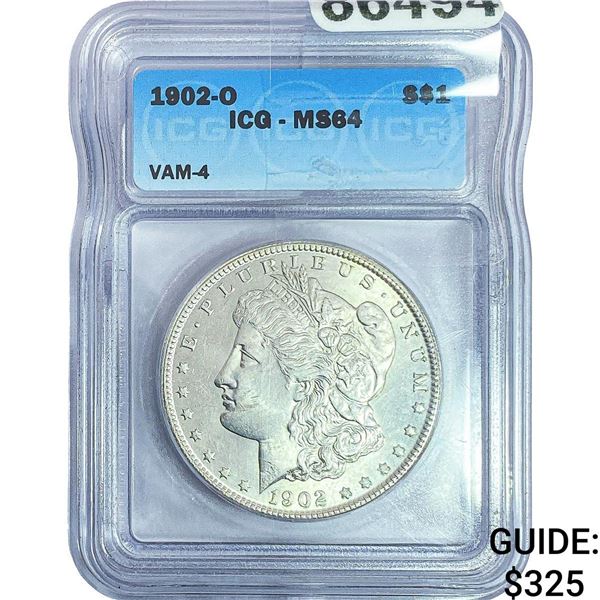 1902-O Morgan Silver Dollar ICG MS64
