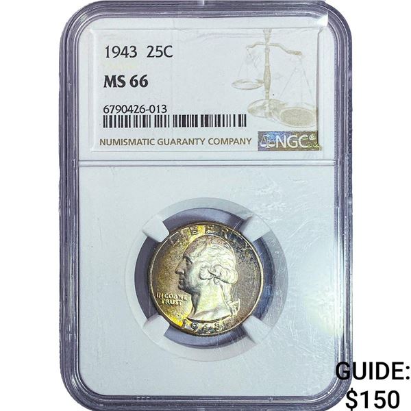 1943 Washington Silver Quarter NGC MS66