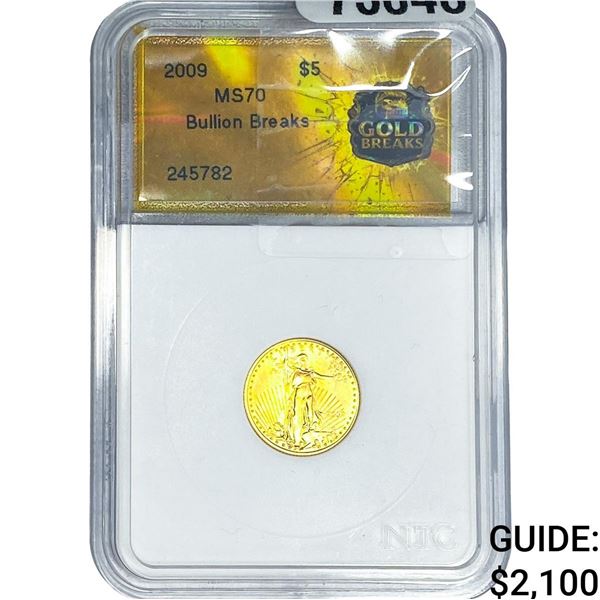 2009 $5 Gold 1/10 oz American Eagle NTC MS70