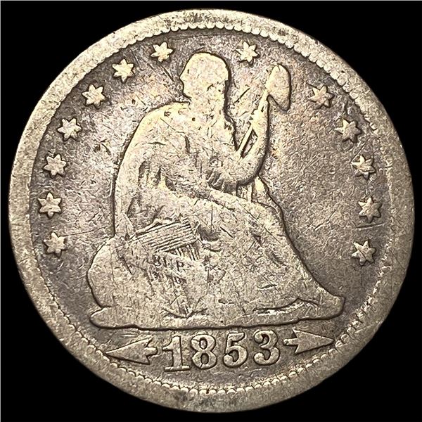 1853 Arrows/Rays Seated Liberty Silver   Quarter NICELY CIRCULATED
