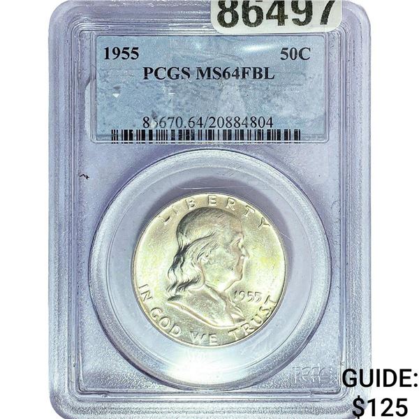 1955 Franklin Half Dollar PCGS MS64 FBL