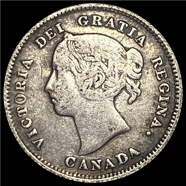 1886 Canada Silver 5 Cents NEARLY  UNCIRCULATED