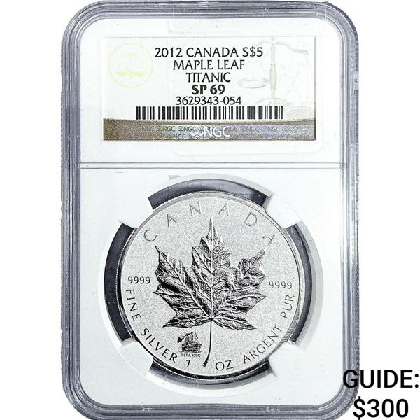 2012 $5 Sliver Canada Maple Leaf NGC SP69