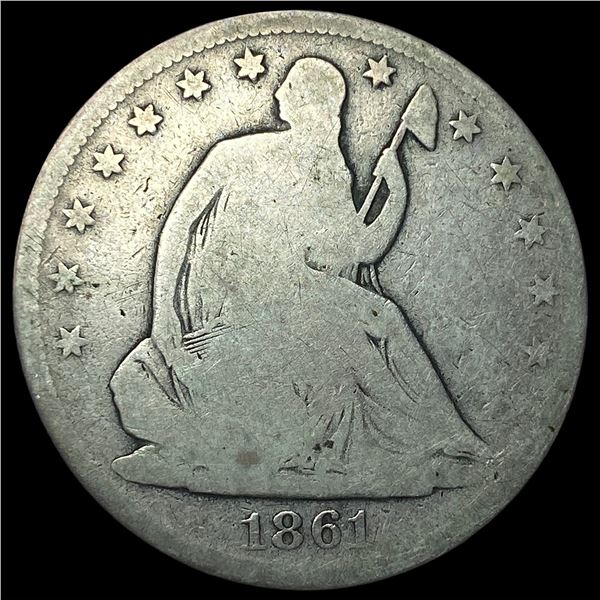 1861-O Silver Seated Liberty Half Dollar   NICELY CIRCULATED