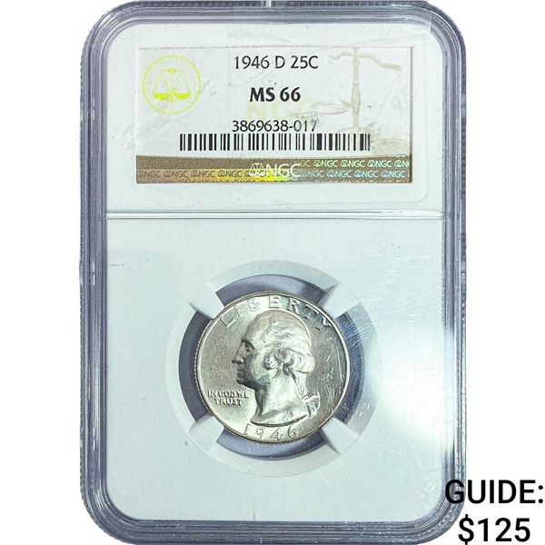 1946-D Washington Silver Quarter NGC MS66