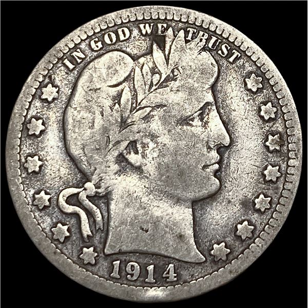 1914-S Barber Silver Quarter LIGHTLY   CIRCULATED
