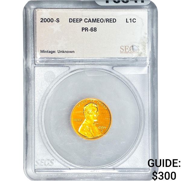 2000-S Wheat Cent SEGS PR68 RED