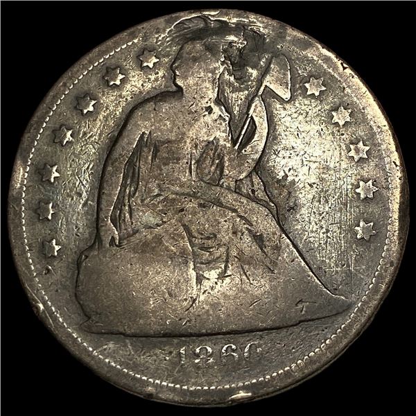 1860-O Silver Seated Liberty Half Dollar   NICELY CIRCULATED