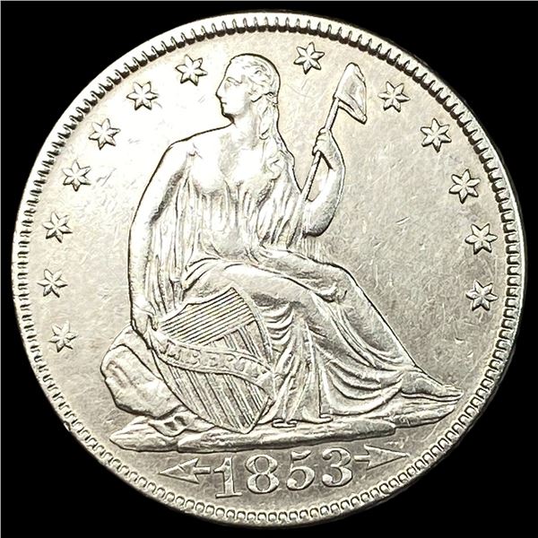 1853 Arrows Seated Liberty Half Dollar   CLOSELY UNCIRCULATED