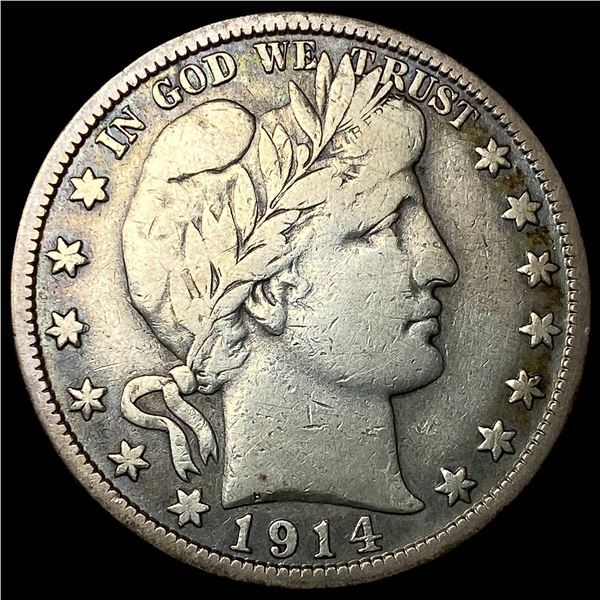 1914-S Silver Barber Half Dollar LIGHTLY   CIRCULATED